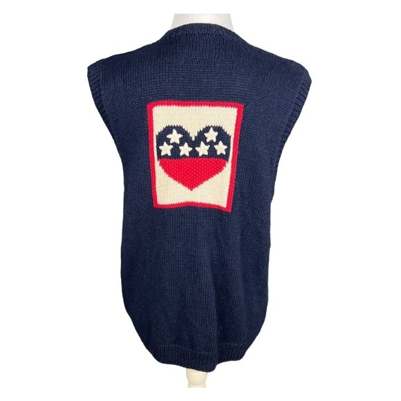 Vintage Marisa Christina Classics Women's Hand Knit American Flag Vest Small S - Picture 5 of 9
